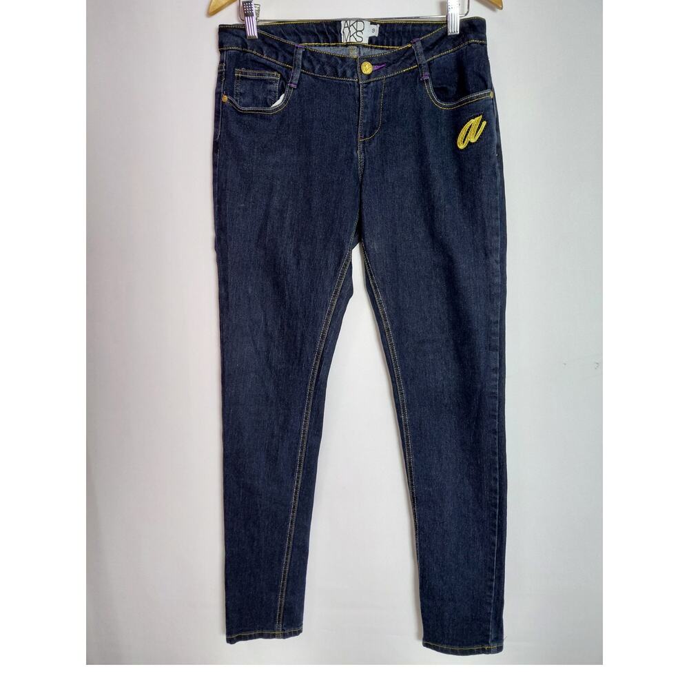 AKDMKS Denim Jeans Blue Solid Regular Women Size 9